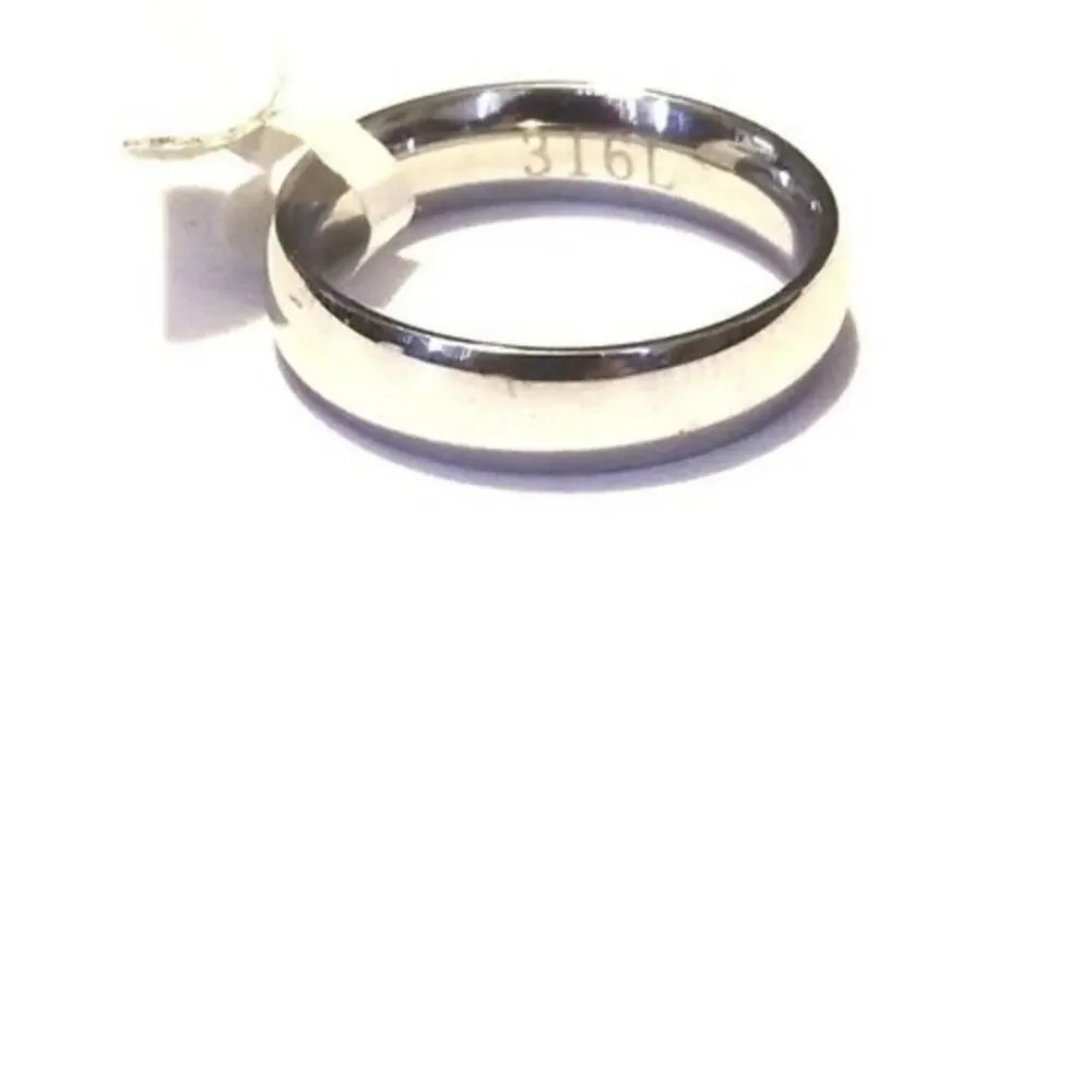 New men's women's 316L stainless‎ steel silver wedding band ring size 8